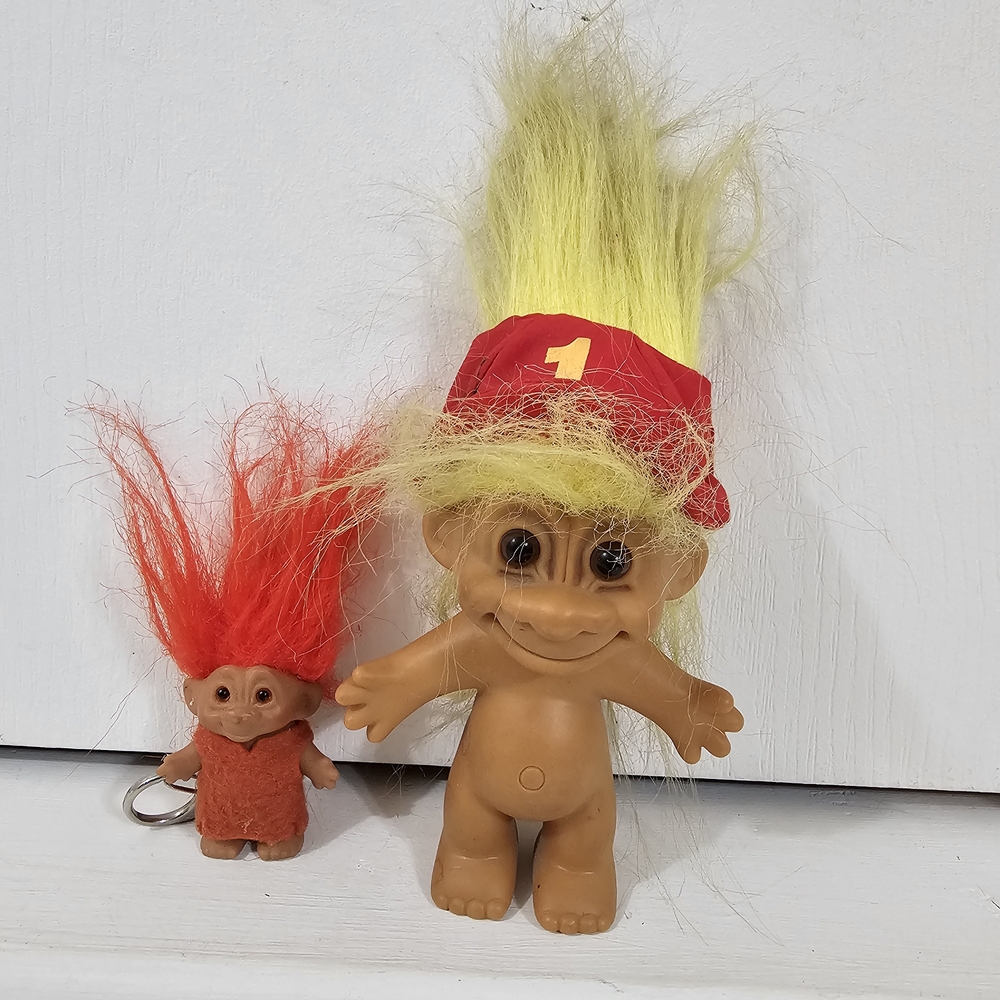 Troll Doll Duo with Vibrant Hair
